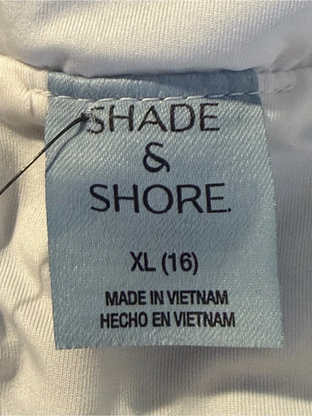 Shade & Shore Gingham Pucker One Piece Swimsuit Blue XL 16 NWT